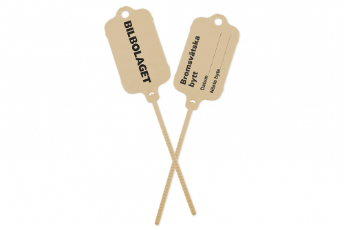 Keytag, beige, eget trykk 2 sider